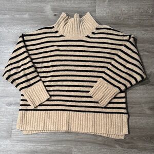 A New Day Pullover Oversized Turtleneck Striped Sweater